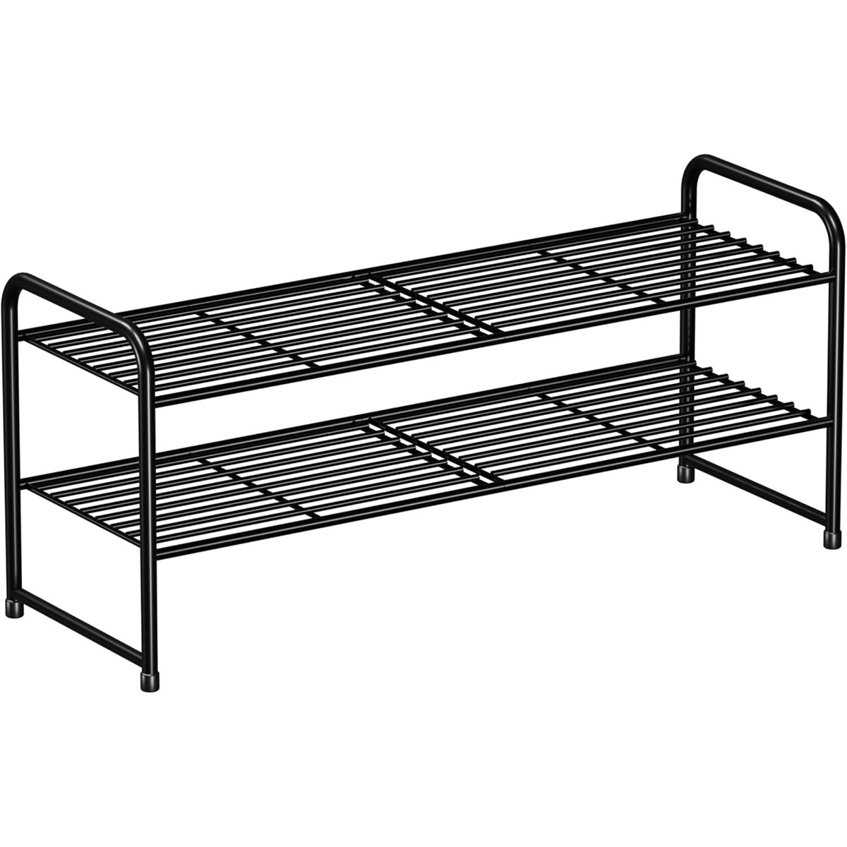 32'' Wide 2-Tier Wire Grid Shoe Rack for Closet, Stackable and Adjustable Shoe Shelf